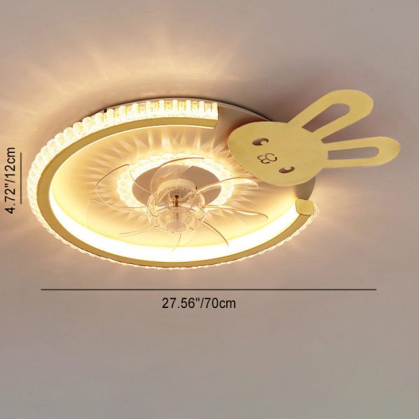 Modern Luxury Kids Round Crown Animal Acrylic ABS LED Flush Mount Ceiling Fan Light For Bedroom - Image 10