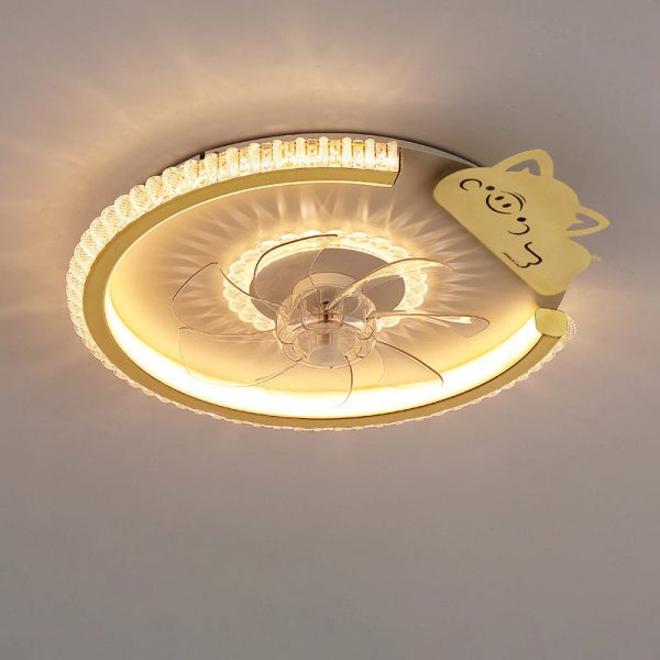 Modern Luxury Kids Round Crown Animal Acrylic ABS LED Flush Mount Ceiling Fan Light For Bedroom - Image 23