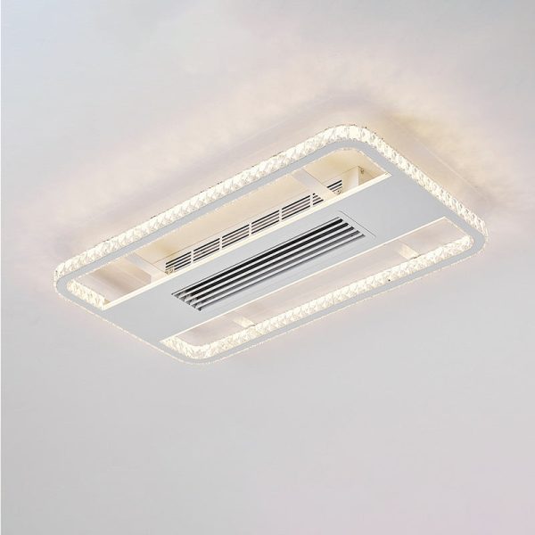 Modern Luxury Aluminum Iron Acrylic Rectangular Square Round LED Semi-Flush Mount Bladeless Ceiling Fan Light For Living Room - Image 13