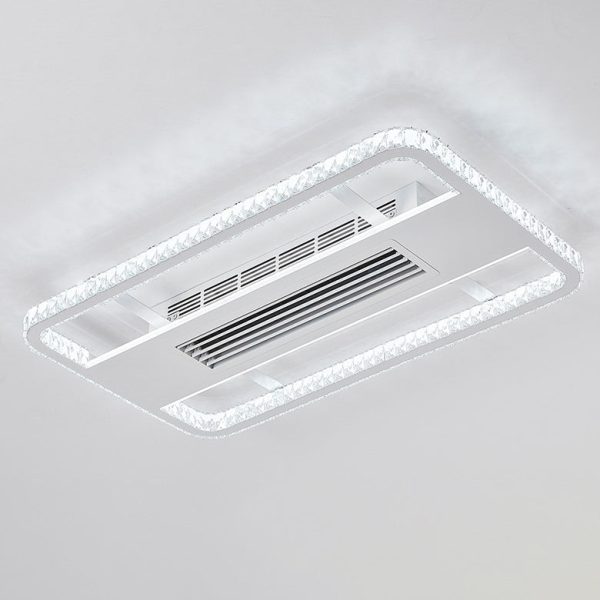 Modern Luxury Aluminum Iron Acrylic Rectangular Square Round LED Semi-Flush Mount Bladeless Ceiling Fan Light For Living Room - Image 5