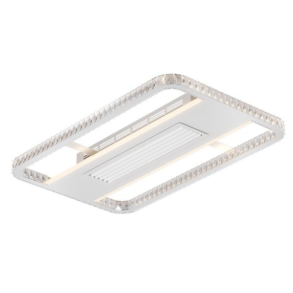 Modern Luxury Aluminum Iron Acrylic Rectangular Square Round LED Semi-Flush Mount Bladeless Ceiling Fan Light For Living Room - Image 14