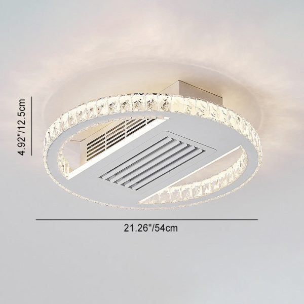 Modern Luxury Aluminum Iron Acrylic Rectangular Square Round LED Semi-Flush Mount Bladeless Ceiling Fan Light For Living Room - Image 8