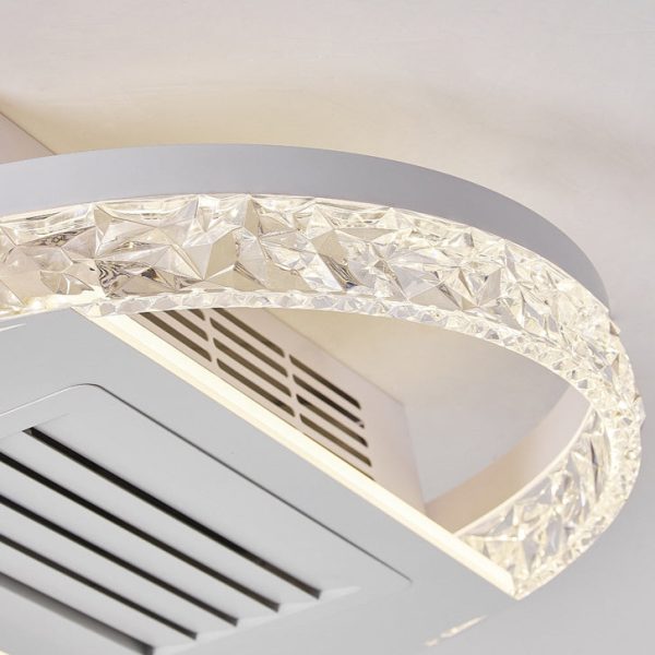 Modern Luxury Aluminum Iron Acrylic Rectangular Square Round LED Semi-Flush Mount Bladeless Ceiling Fan Light For Living Room - Image 10