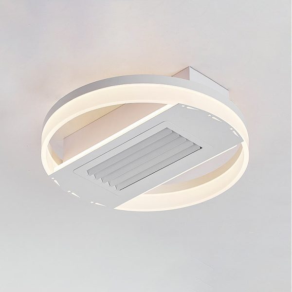 Modern Luxury Aluminum Iron Acrylic Round LED Semi-Flush Mount Leafless Ceiling Fan Light For Bedroom - Image 12