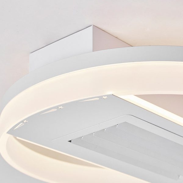 Modern Luxury Aluminum Iron Acrylic Round LED Semi-Flush Mount Leafless Ceiling Fan Light For Bedroom - Image 10