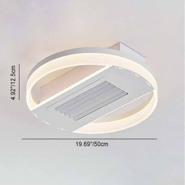 Modern Luxury Aluminum Iron Acrylic Round LED Semi-Flush Mount Leafless Ceiling Fan Light For Bedroom - Image 5