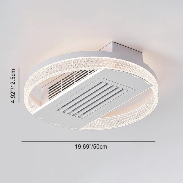 Modern Luxury Aluminum Iron Acrylic Round LED Semi-Flush Mount Leafless Ceiling Fan Light For Bedroom - Image 11