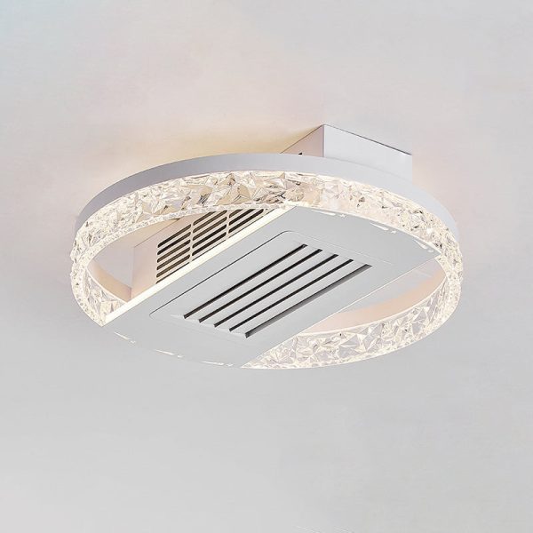 Modern Luxury Aluminum Iron Acrylic Round LED Semi-Flush Mount Leafless Ceiling Fan Light For Bedroom - Image 14