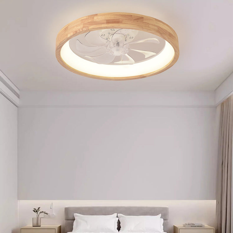 BS-Lighting-LX01845-7.jpg Traditional Japanese Solid Wood Iron Acrylic ABS Round Hollowed LED Flush Mount Ceiling Fan Light For Bedroom - Image 1