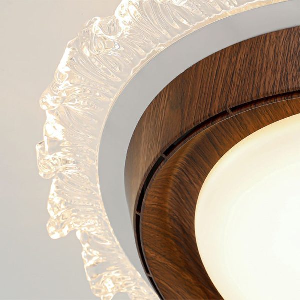 Contemporary Retro Hardware ABS PC Acrylic Round Lace LED Flush Mount Ceiling Fan Light For Bedroom - Image 8