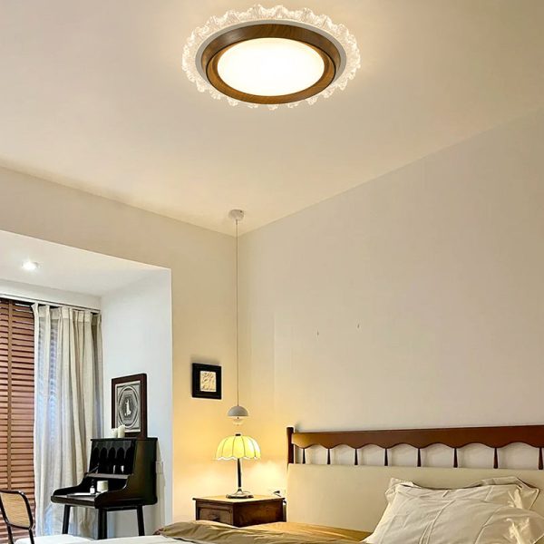 Contemporary Retro Hardware ABS PC Acrylic Round Lace LED Flush Mount Ceiling Fan Light For Bedroom - Image 5