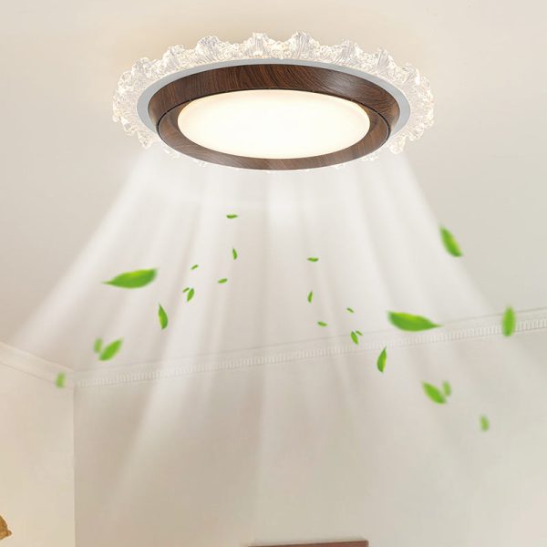 Contemporary Retro Hardware ABS PC Acrylic Round Lace LED Flush Mount Ceiling Fan Light For Bedroom - Image 12