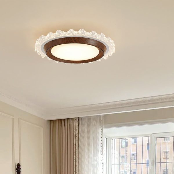 Contemporary Retro Hardware ABS PC Acrylic Round Lace LED Flush Mount Ceiling Fan Light For Bedroom - Image 3