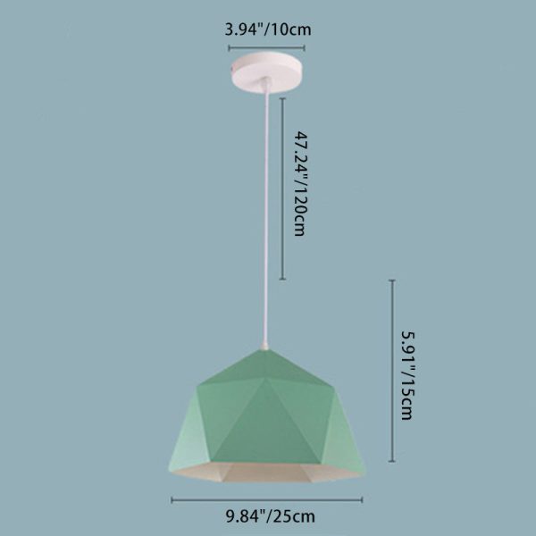 Contemporary Scandinavian Iron Geometric Polygon Rhombus 1-Light Pendant Light For Dining Room - Image 7