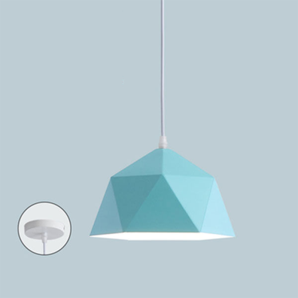 Contemporary Scandinavian Iron Geometric Polygon Rhombus 1-Light Pendant Light For Dining Room - Image 17