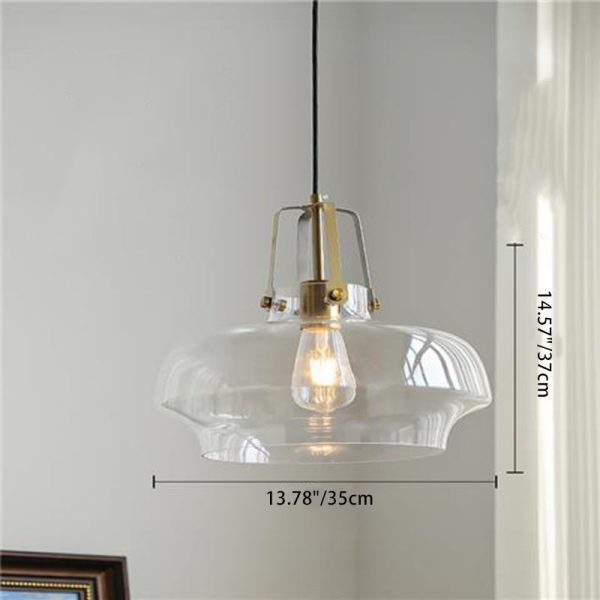Modern Transitional Hardware Glass Round 1-Light Pendant Light For Dining Room - Image 6