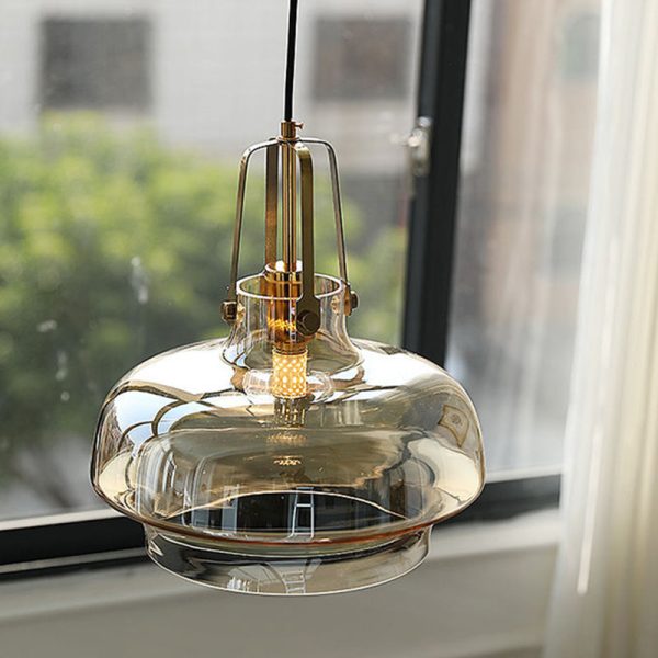 Modern Transitional Hardware Glass Round 1-Light Pendant Light For Dining Room - Image 21