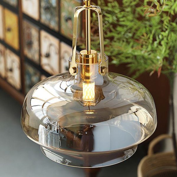 Modern Transitional Hardware Glass Round 1-Light Pendant Light For Dining Room - Image 11