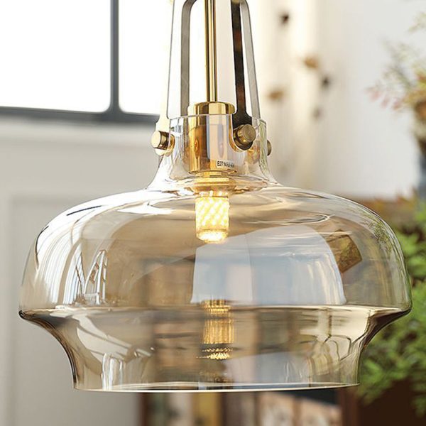 Modern Transitional Hardware Glass Round 1-Light Pendant Light For Dining Room - Image 12