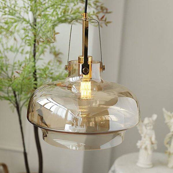 Modern Transitional Hardware Glass Round 1-Light Pendant Light For Dining Room - Image 22