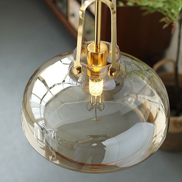 Modern Transitional Hardware Glass Round 1-Light Pendant Light For Dining Room - Image 10