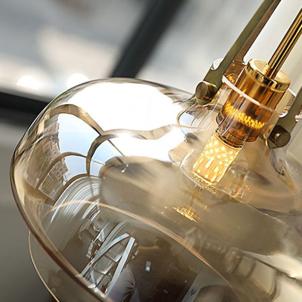 Modern Transitional Hardware Glass Round 1-Light Pendant Light For Dining Room - Image 8