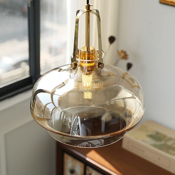 Modern Transitional Hardware Glass Round 1-Light Pendant Light For Dining Room - Image 13