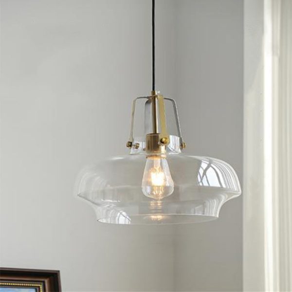 Modern Transitional Hardware Glass Round 1-Light Pendant Light For Dining Room - Image 17