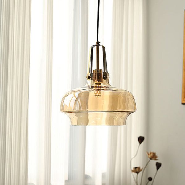 Modern Transitional Hardware Glass Round 1-Light Pendant Light For Dining Room - Image 18