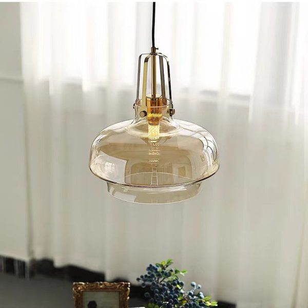 Modern Transitional Hardware Glass Round 1-Light Pendant Light For Dining Room - Image 16