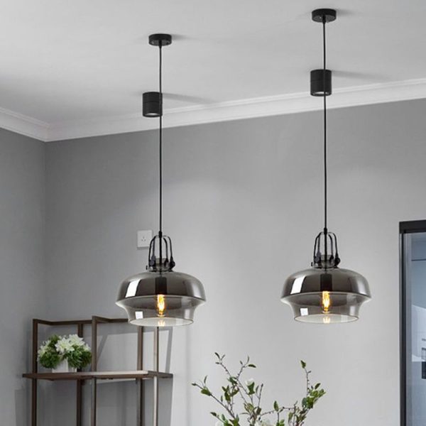 Modern Transitional Hardware Glass Round 1-Light Pendant Light For Dining Room - Image 3