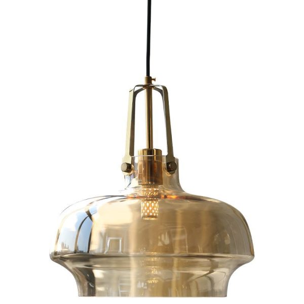Modern Transitional Hardware Glass Round 1-Light Pendant Light For Dining Room - Image 25