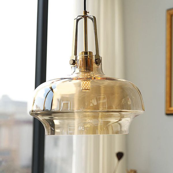 Modern Transitional Hardware Glass Round 1-Light Pendant Light For Dining Room - Image 19