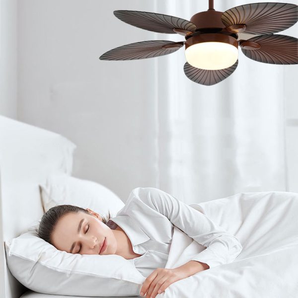 Contemporary Retro ABS Acrylic Round Banana Leaf LED Downrods Ceiling Fan Light For Living Room - Image 12