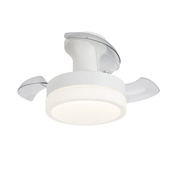 Contemporary Nordic Iron Acrylic ABS Round Texture LED Semi-Flush Mount Ceiling Fan Light For Living Room - Image 17