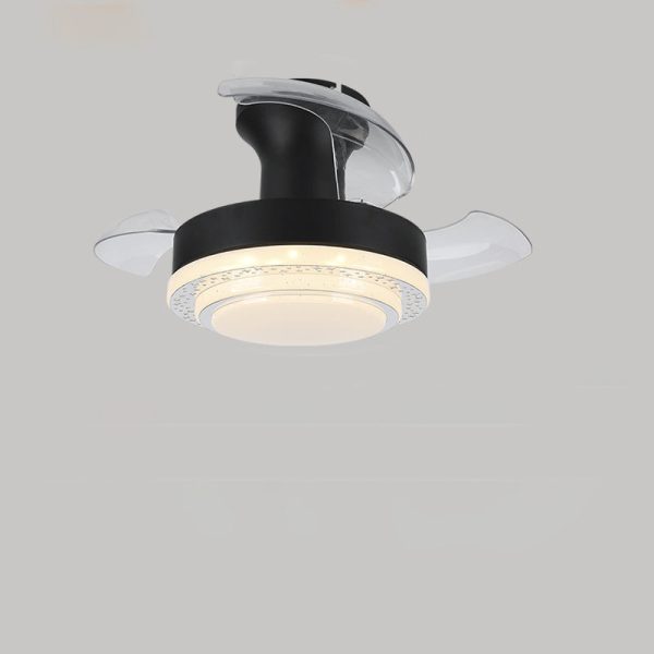 Contemporary Nordic Iron Acrylic ABS Round Texture LED Semi-Flush Mount Ceiling Fan Light For Living Room - Image 15
