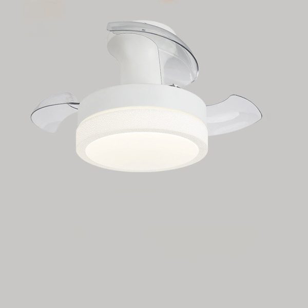 Contemporary Nordic Iron Acrylic ABS Round Texture LED Semi-Flush Mount Ceiling Fan Light For Living Room - Image 10