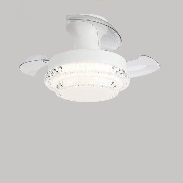 Contemporary Nordic Iron Acrylic ABS Round Texture LED Semi-Flush Mount Ceiling Fan Light For Living Room - Image 14