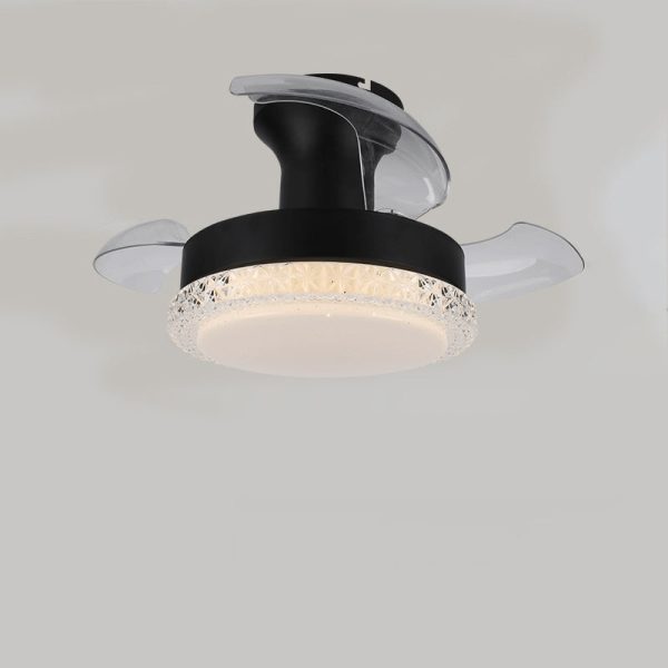 Contemporary Nordic Iron Acrylic ABS Round Texture LED Semi-Flush Mount Ceiling Fan Light For Living Room - Image 11