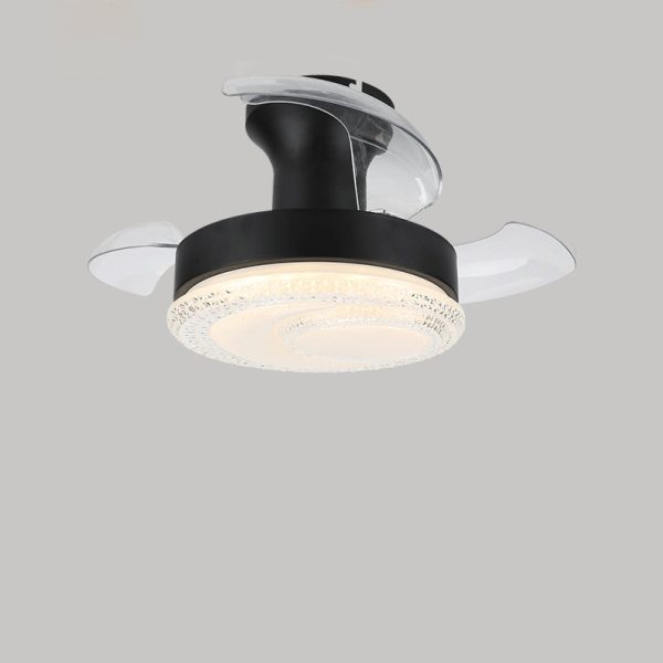 Contemporary Nordic Iron Acrylic ABS Round Texture LED Semi-Flush Mount Ceiling Fan Light For Living Room - Image 16