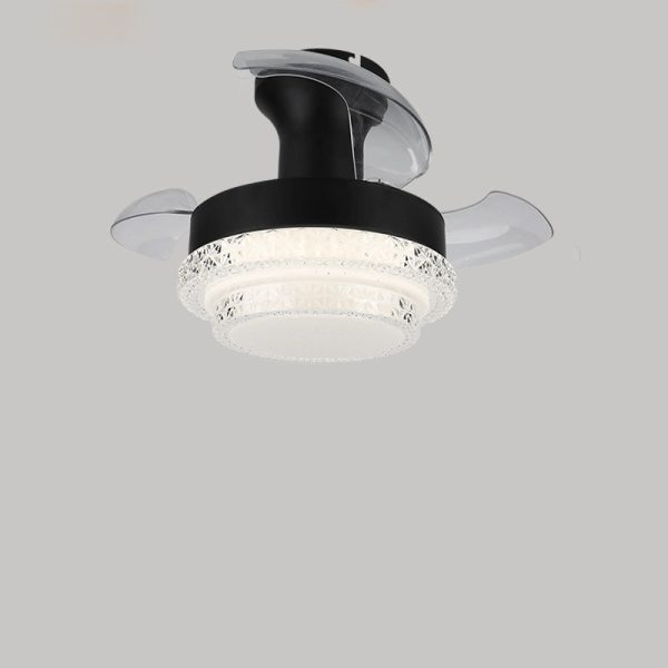 Contemporary Nordic Iron Acrylic ABS Round Texture LED Semi-Flush Mount Ceiling Fan Light For Living Room - Image 13