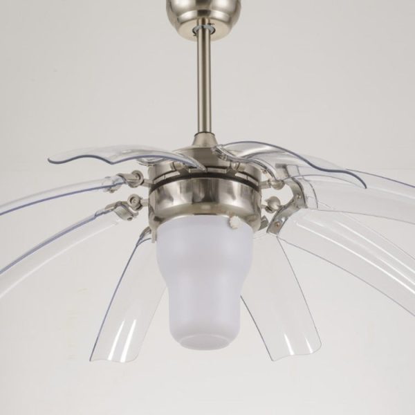 Traditional Vintage ABS Acrylic Metal Cone LED Downrods Ceiling Fan Light For Living Room - Image 4