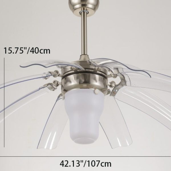 Traditional Vintage ABS Acrylic Metal Cone LED Downrods Ceiling Fan Light For Living Room - Image 5