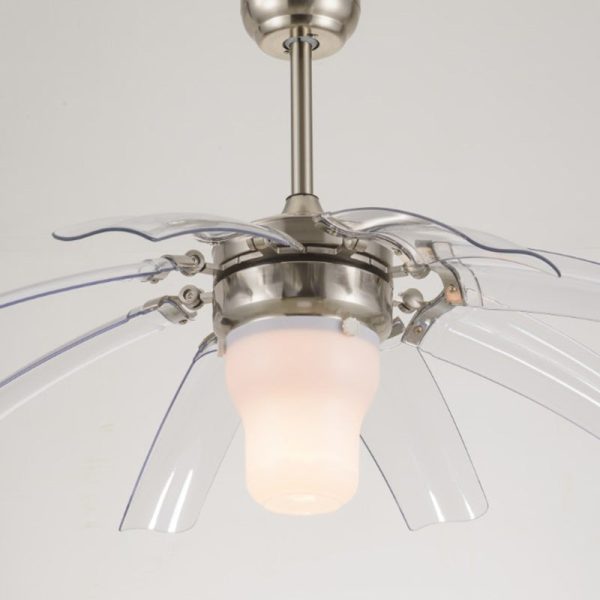 Traditional Vintage ABS Acrylic Metal Cone LED Downrods Ceiling Fan Light For Living Room - Image 2