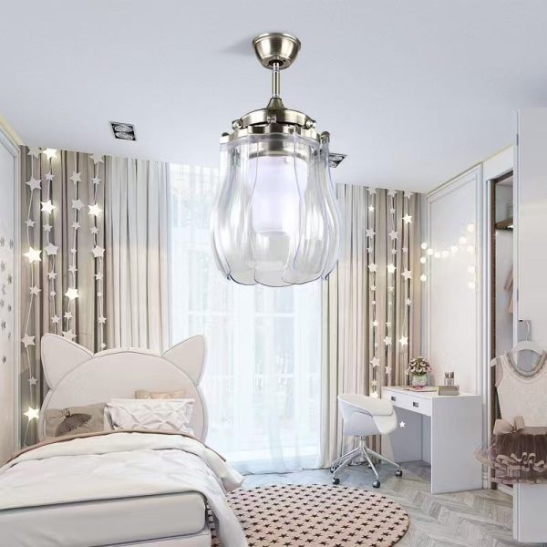 Traditional Vintage ABS Acrylic Metal Cone LED Downrods Ceiling Fan Light For Living Room - Image 3