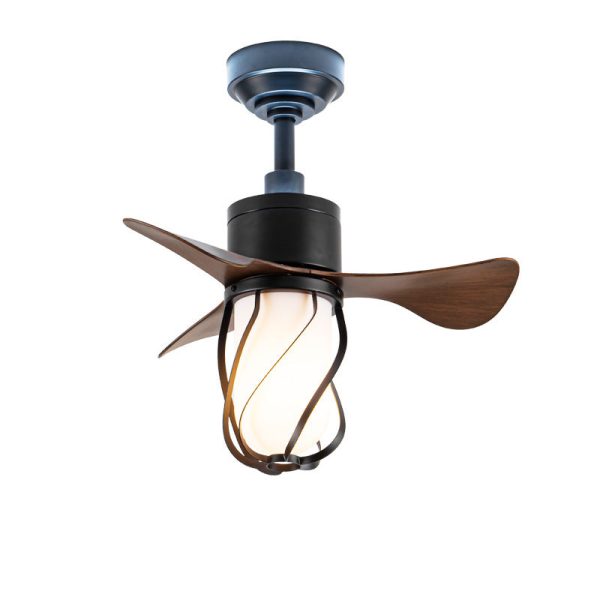 Traditional Farmhouse Twisted Cage Acrylic Glass Hardware ABS 1-Light Downrods Ceiling Fan Light For Bedroom - Image 20