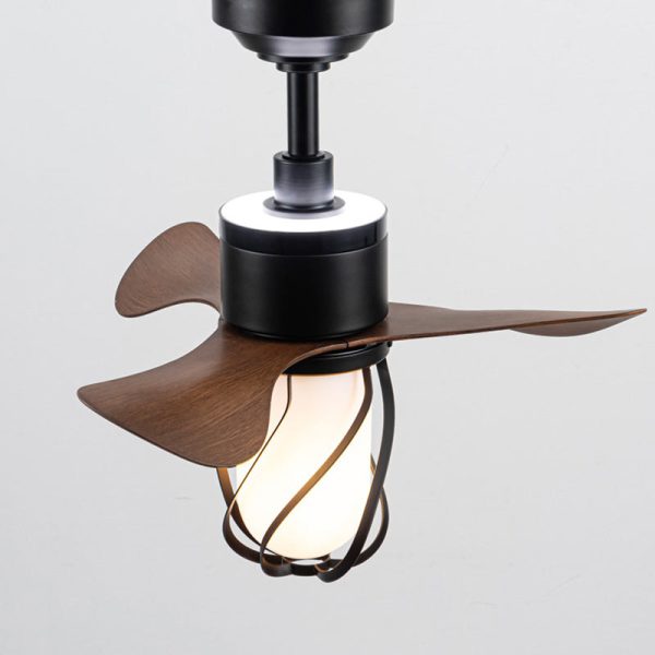 Traditional Farmhouse Twisted Cage Acrylic Glass Hardware ABS 1-Light Downrods Ceiling Fan Light For Bedroom - Image 15