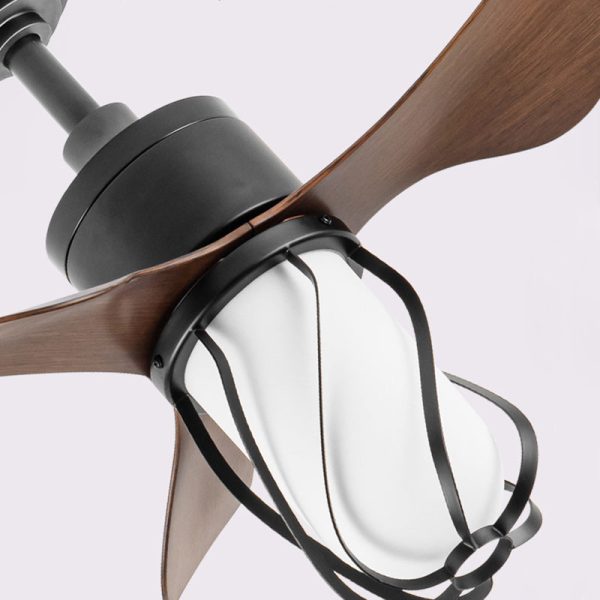 Traditional Farmhouse Twisted Cage Acrylic Glass Hardware ABS 1-Light Downrods Ceiling Fan Light For Bedroom - Image 10