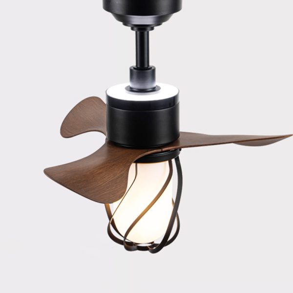 Traditional Farmhouse Twisted Cage Acrylic Glass Hardware ABS 1-Light Downrods Ceiling Fan Light For Bedroom - Image 16