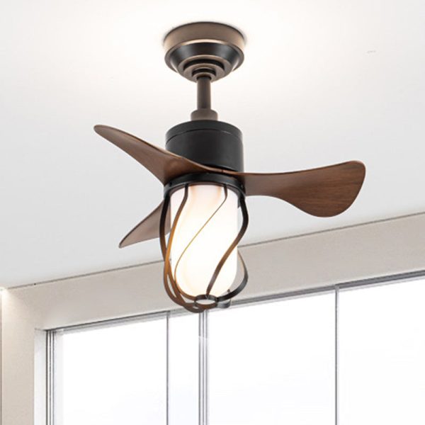 Traditional Farmhouse Twisted Cage Acrylic Glass Hardware ABS 1-Light Downrods Ceiling Fan Light For Bedroom - Image 17